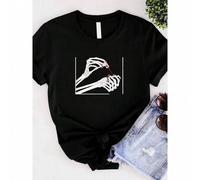 Shein women t-shirt print Skeleton Hands Shirt, Halloween Gifts For Women, Skeleton Hand Nail Art Shirts, Gothic Fashion Tee, Skeleton Nail Polish T-shirt,E