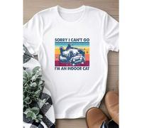 Shein women t-shirt print Sorry I Can't Go I'm An Indoor Cat Funny Men Women T-Shirt Versatile Slightly T-Shirt For Women Casual fashion Casual Print Round