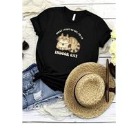Shein women t-shirt print Sorry I Can't Go Out, I'm An Indoor Cat Funny Design T-Shirt for Men Women Slightly streetwear graphic female Unisex Versatile Sty