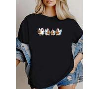 Shein women t-shirt print Spooky Chickens Ghost Halloween Farm Animals Autumn Pumpkin T-Shirt streetwear fashion designer clothes Soft Summer women Casual T