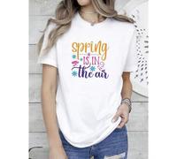 Shein women t-shirt print Spring Is in the Air Shirt, Floral Spring Graphic Tee for Women, Cute Nature-Inspired T-Shirt, Easter Outfit Tee, Pastel Garden Sh