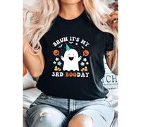 Shein women t-shirt print summer Bruh It's My 3rd Boo Day-Funny Halloween Ghost Birthday T-Shirt Soft female Unisex graphic fashion Breathable Slightly Str