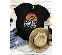 Shein women t-shirt print summer Coolest Pumpkin In The Patch Halloween Outfit Teens Boys T-Shirt Soft fashion Slightly Stretched Breathable Casual Versati