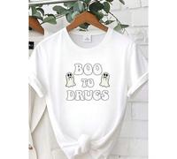 Shein women t-shirt print summer Cute Red Ribbon Week Say BOO To Say Yes To Halloween T-Shirt Versatile Unisex Comfortable Stylish streetwear Breathable Sof