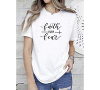Shein women t-shirt print summer Faith Over Fear Shirt, Christian Shirts, Faith Shirt, Religious Shirt, Inspirational Christian Shirt,Motivational Shirt,Shi