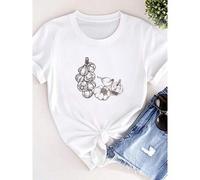 Shein women t-shirt print summer Garlic T-Shirt, Onion Garlic Shirt, Gilroy Garlic Festival Shirt Garlic Print Tee Aromatics Botanical Garden Aesthetic Clot