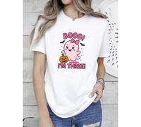 Shein women t-shirt print summer Ghost Boo I'm Three Years 3rd Birthday Toddler Halloween Tee T-Shirt female Comfortable Soft women fashion Stretched Slight