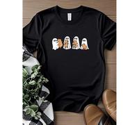 Shein women t-shirt print summer Ghost Halloween Capybara Lovers Spooky Season Fall Capy T-Shirt female Soft Casual Top For Everyday Wear women streetwear S