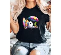 Shein women t-shirt print Summer Ghost Shirt, Beach Ghost Shirt, Spooky Summer Vibes Shirt, Halloween Ghost Tee, Cute Ghost Shirt, Halloween Summer Vacation