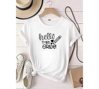 Shein women t-shirt print summer Hello Third Grade Shirt, Third Grade Teacher Shirt, Teacher Gift, Gift for Teachers, 3rd Grade, Third Grade Teacher,Back to