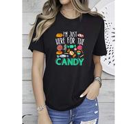 Shein women t-shirt print summer I'm Just Here For The Candy Sweet Sugar Lollipop Dessert T-Shirt Versatile streetwear designer clothes Breathable Casual fa