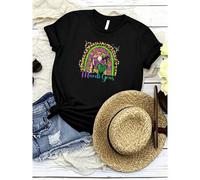 Shein women t-shirt print summer Mardi Gras Trendy Shirt, Not Real Sequins,Cute Mardi Gras Long Sleeve shirt,Louisiana Parade Krewe,New Orleans Sweater, Fau