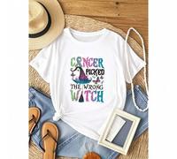 Shein women t-shirt print summer Metastatic Breast Cancer Picked The Wrong Witch Halloween T-Shirt Versatile women female Unisex Soft Casual Stylish Stretch