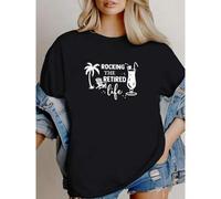 Shein women t-shirt print summer Rocking The Retired Life Shirt,Retirement Shirt,Retired Shirt,Officially Retired Shirt,Grandma Shirt, Grandpa Shirt,Retirem