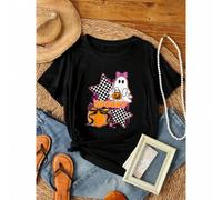 Shein women t-shirt print summer Spooky Vibes Retro Ghost Coquette Bow Halloween Women Girls T-Shirt Top For Everyday Wear Comfortable graphic Unisex Casual