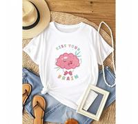 Shein women t-shirt print summer Teacher Shirts, Teacher Appreciation Gift, Teacher T-shirts, Teacher Gifts, Teaching Shirt, Kiss Your Brain Shirt, Retro T