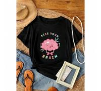 Shein women t-shirt print summer Teacher Shirts, Teacher Appreciation Gift, Teacher T-shirts, Teacher Gifts, Teaching Shirt, Kiss Your Brain Shirt, Retro T