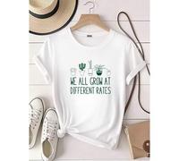 Shein women t-shirt print summer We All Grow At Different Rates Shirt, Special Education Shirt, Teacher T-Shirt, Elementary Teacher Shirt, Inspirational Shi