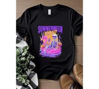 Shein women t-shirt print Summerween Tshirt, Spooky Summer Vibes Tee,Funny Monster Beach Party Tshirt,Vacation Shirt,Trendy Aesthetic,Spooky Season Tshirt G