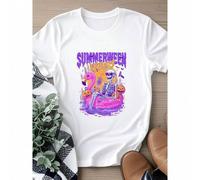 Shein women t-shirt print Summerween Tshirt, Spooky Summer Vibes Tee,Funny Monster Beach Party Tshirt,Vacation Shirt,Trendy Aesthetic,Spooky Season Tshirt G
