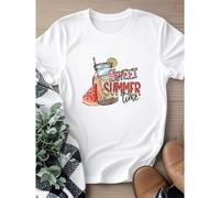 Shein women t-shirt print Sweet Summer Time Watermelon Shirt, Distressed Summer T-Shirt, Summer Vacation Shirt, Beach Mode Tee, Summer Sayings Tee, Beach Li