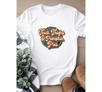 Shein women t-shirt print Thanksgiving Shirt, Thick Thighs And Pumpkin Pies, Halloween Shirt, Fall Tee, Premium Soft Unisex designer clothes Summer Comforta