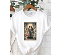 Shein women t-shirt print The Lovers Tarot Card T-Shirt - Major Arcana VI Tee for Harmony, Healing, Soulful Connection & Spiritual Relationship Energy B