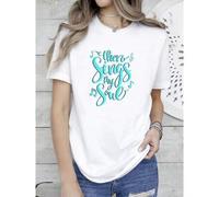 Shein women t-shirt print Then Sings My Soul Music Notes T-Shirt T-Shirt female streetwear Versatile graphic Comfortable Summer Breathable fashion designer