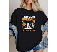 Shein women t-shirt print There's Some Horrors In This House Funny Halloween Men Women T-Shirt Soft Unisex Top For Everyday Wear Stylish Women Top Graphic T