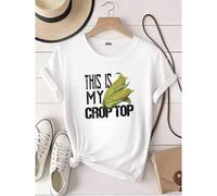 Shein women t-shirt print This Is My Crop Top Shirt, Farm Life T-Shirt, Farm Girl Clothing, Funny Farming Shirt, Crop Top Shirt, Corn T-Shirt, Farmer Wife S