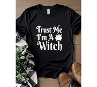 Shein women t-shirt print Trust Me I'm A Witch Shirt, Witch Shirt, Witchy Vibes Shirt, Halloween Shirt, Halloween Party Shirt, Funny Halloween Shirt, Witch