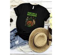 Shein women t-shirt print Vintage Halloween Sweatshirt, Every Day is Halloween, Unisex Retro Halloween Horror Aesthetic, Spooky Halloween Witch Graphic Swea