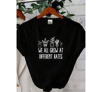 Shein women t-shirt print We All Grow At Different Rates, Teacher Shirt, Special Education Teacher Tees Shirt, Gift For Teacher, Kindergarten Elementary, Te