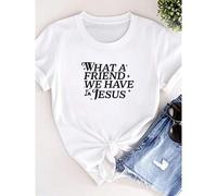 Shein women t-shirt print What a Friend We Have in Jesus Sweatshirt, Jesus Shirt, Christian Sweater, Bible Verse Sweatshirt, Bible Verse Gift Shirt Unisex S
