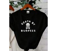 Shein women t-shirt print Workout Muscle Tank, Death by Burpees, Funny Gym Tanks Women, Burpee Tank women Stylish designer clothes Casual Versatile graphic