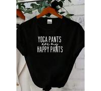 Shein women t-shirt print Yoga Tshirt Yoga Pants T-shirt Funny Yoga Quote Tee Cute Inspirational Gift for Yogi Yoga Apparel Workout Tee Funny Mom Shirt Gif