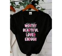 Shein women t-shirt print You Are Enough,Loved,Worthy Valentines Day Sweatshirt,Funny Valentine Sweater,Women Valentines Day,Valentines Day Gifts,Gift for H