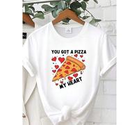 Shein women t-shirt print You Got A Pizza My Heart Sweatshirt, Happy Valentines Day Sweater, Valentine Gift, Valentine Day Shirt, Pizza Lover Shirt Versatil