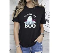 Shein women t-shirt print You're My Boo | Cute Ghost | Happy Halloween T-Shirt Comfortable graphic Unisex women Soft Stretched fashion Versatile Women Top G