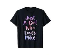 Shein Women's Casual Cotton T-Shirt - "Just a Girl Who Loves Mike" Graphic Tee, Perfect Gift for Her - Fun and Comfy Regular Fit