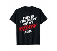 Shein Women's Elegant Black Funny Villain T-Shirt - "This Is The Start Of My Villain Arc" Bold White & Red Text Print, Machine Washable Casual Graphic Tee F