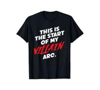 Shein Women's Elegant Black Funny Villain T-Shirt - "This Is The Start Of My Villain Arc" Bold White & Red Text Print, Machine Washable Casual Graphic Tee F