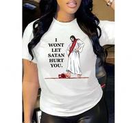 Shein Women's "I Won't Let Satan Hurt You" Graphic Tee -