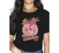 Shein Women'S "Jem and the Holograms" 1987 Tour Graphic T-Shirt - Casual Crew Neck, Short Sleeve, All-Season Tee with Hairstyle & Star Design, Festive Holid