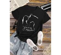 Shein Women'S Round Neck Short Sleeve T-Shirt, Casual Comfort, Fashionable Polyester, Geometric Pattern, Regular Length, Knit Fabric, All Seasons, "You are