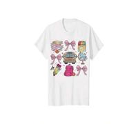 Shein Women'S Round Neck Short Sleeve T-Shirt with Pencil And School Bus Pattern for The Back-To-School Season in Spring And Summer.