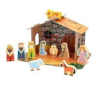 Shein WOOMAX - Belén de Madera Infantil magnético 2 en 1, Piezas magnéticas para Nevera, Fácil Montaje, Nacimiento Navidad, Pesebre, Reyes Magos, para niños
