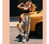 Shein X Harry Potter 28'' Pantalones de chándal de felpa relajados Expecto Patronum con bolsillos & cintura con cordón, uso casual diario de verano