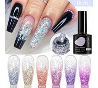 Shein Xeijayi 6 Colores Juego De Esmalte De Uñas De Gel Con Lentejuelas Brillantes, Semipermanente Y De Fácil Eliminación, Herramientas De Arte Led Para Uso