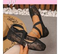 Shein XfxfA Par de zapatos planos de malla simples con diseño de cordones cruzados y parte superior transpirable, cómodos de usar, adecuados para el ocio di